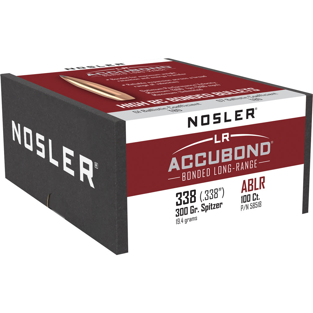 Nosler Accubond Long Range Bullets .338 Cal. 300 Gr. Spitzer Point 100 Pk.