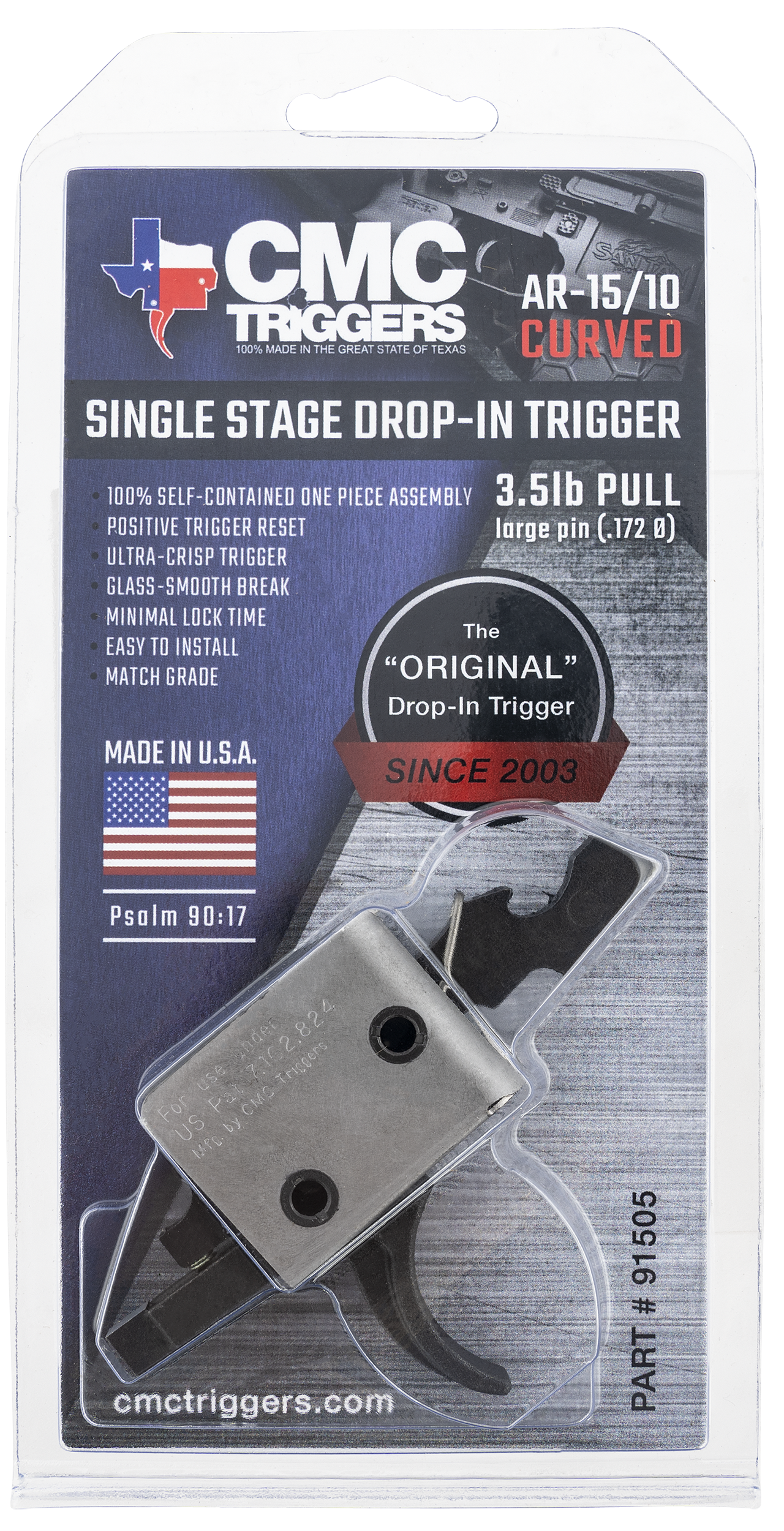 Cmc Triggers Ar15/ar10 Single Stage Trigger Curved Large Pin 3-3.5 Lb. Pull