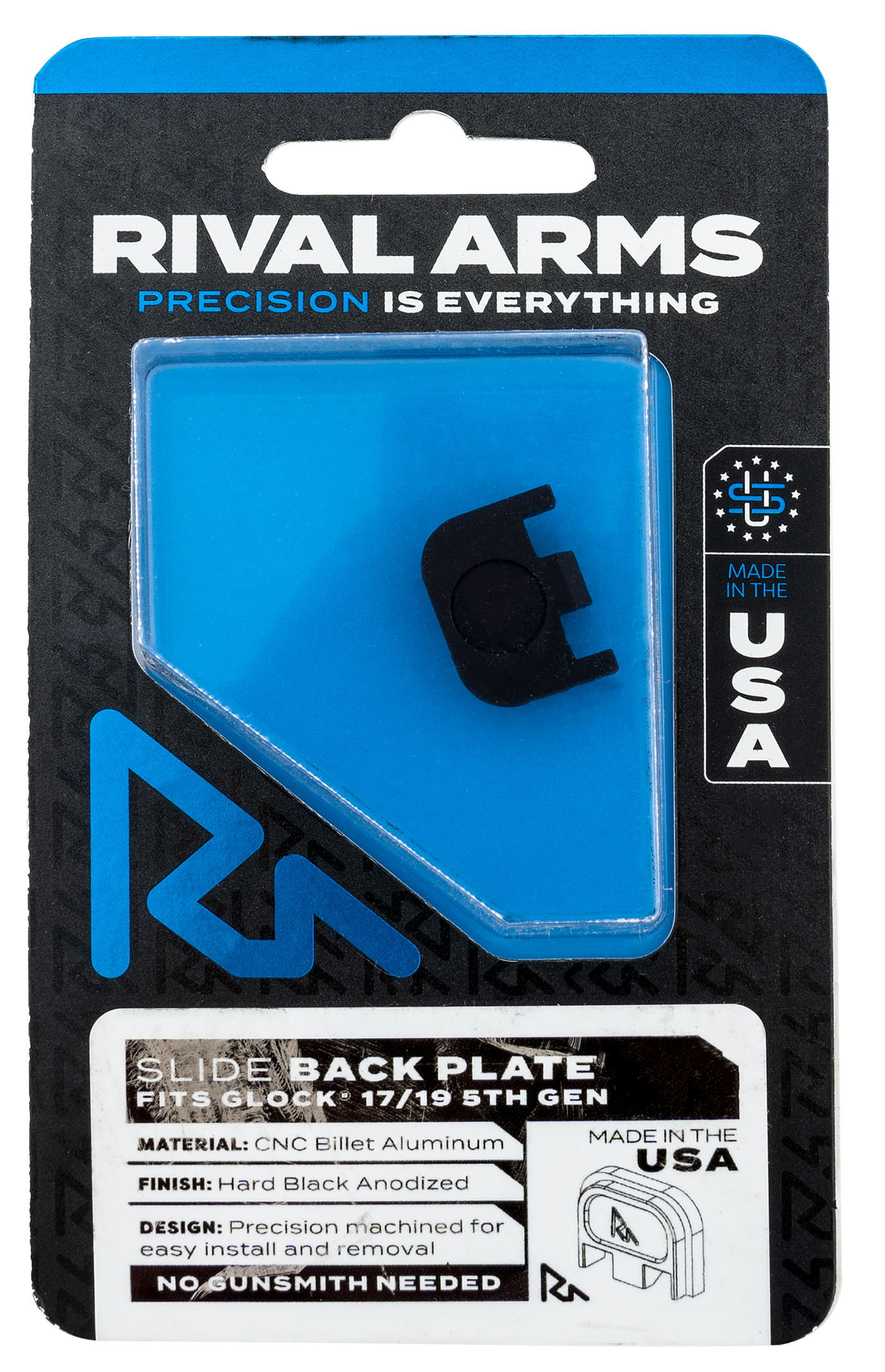 Rival Arms Slide Back Cover Plate, Rival Ra43g004a Sld Bck Cvr Plt Glock G5 Blk