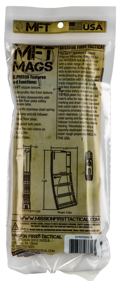 Mft Standard Capacity Polymer Mag Black 30 Rd. 5.56x45mm/223 Rem./300 Aac