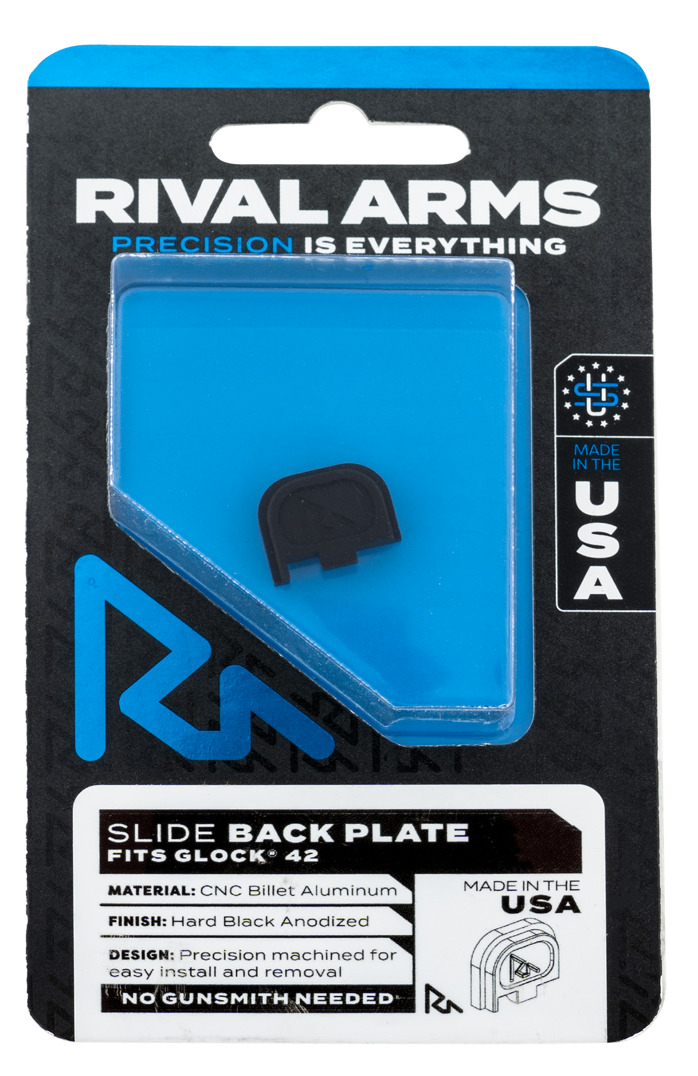 Rival Arms Slide Back Cover Plate, Rival Ra43g003a Sld Bck Cvr Plt Glock 42 Blk