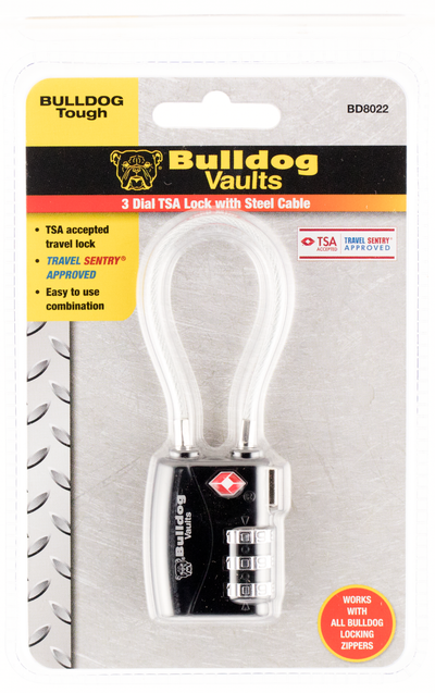 Bulldog Single Pack Tsa Lock Steel Cable Lock