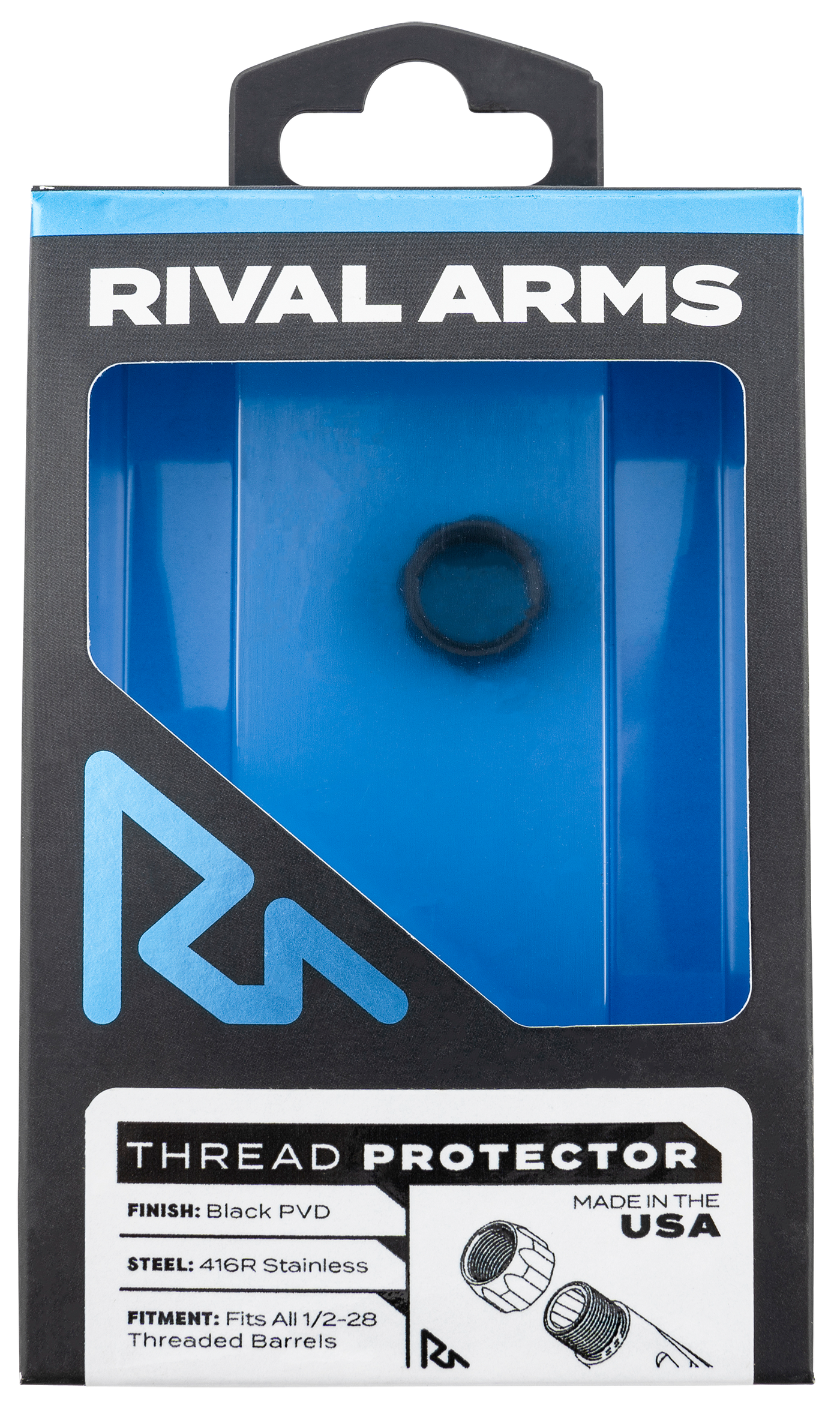 Rival Arms Thread Protector, Rival Ra-ra300001a Thrd Prtctr 9mm 1 2-28 Flt Blk