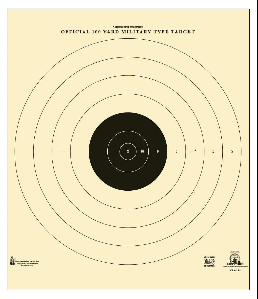 Action Target Inc Sr-1, Action Sr-1-100  100yd Mltry Bullseye Trgt  100 Bx