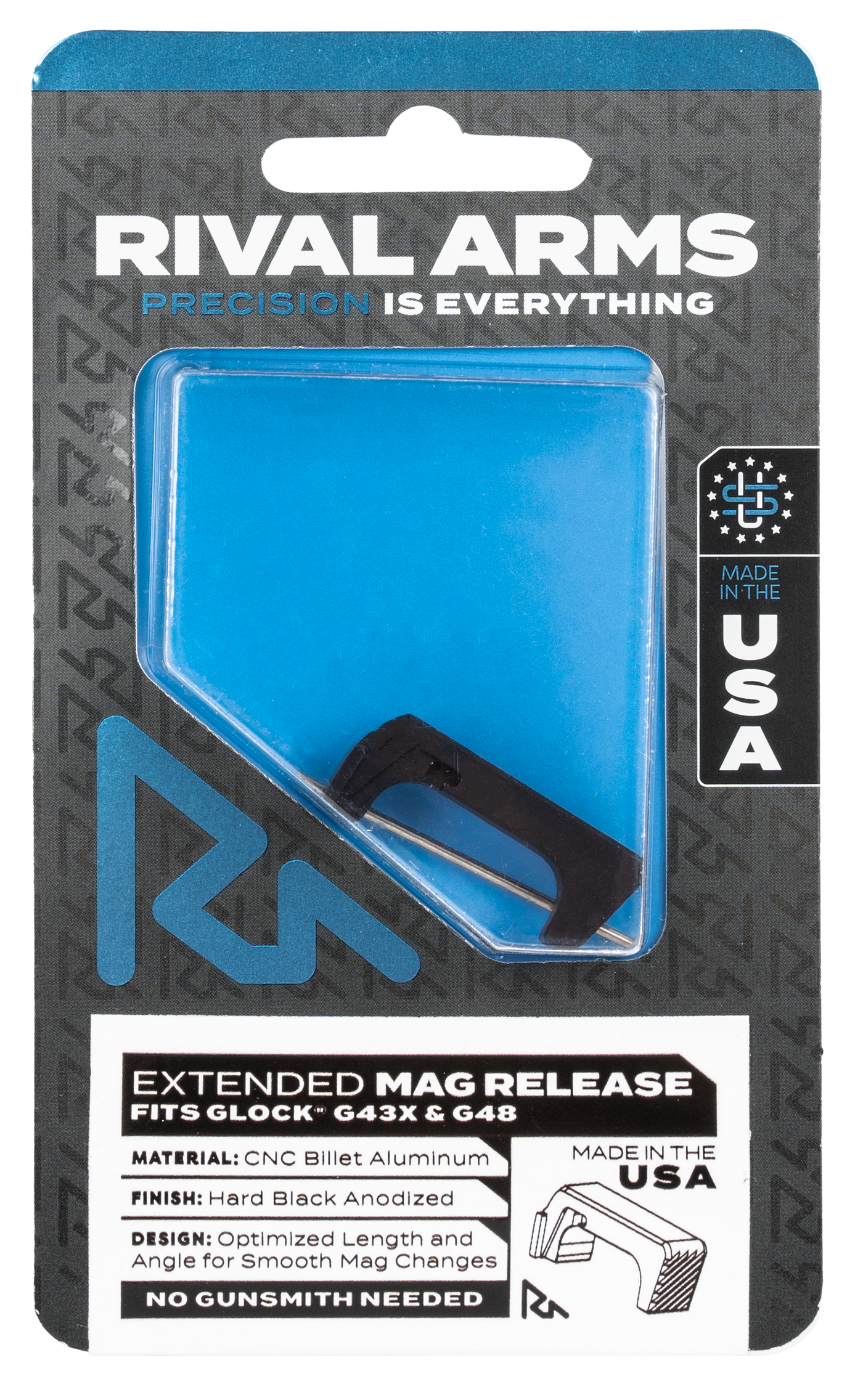 Rival Arms Mag Release Ext - For Glock G43x/g48 Black