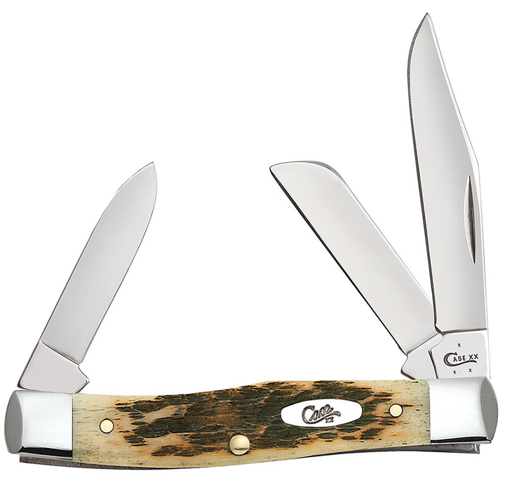 Case Stockman, Case 00079 Amber Bone Peach Seed Jig Med Stockman