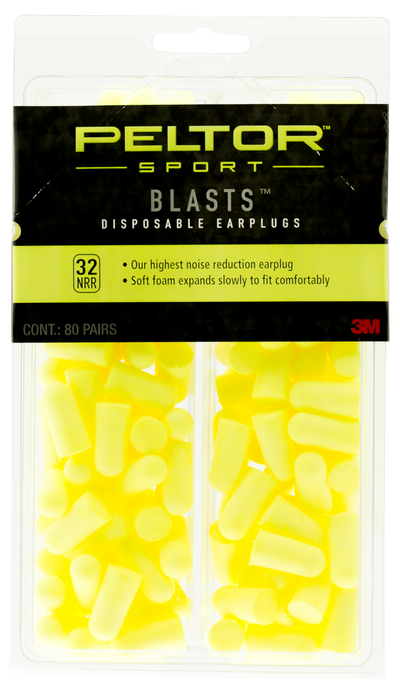Peltor Sports Blast Disposable - Earplugs Neon Yellow 80 Pairs