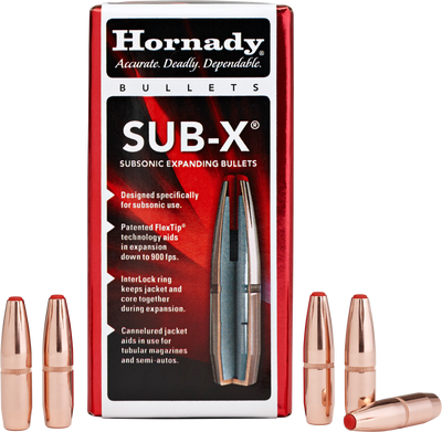 Hornady Sub-x Bullets 30 Cal. .308 190 Gr. Sub-x 100 Box