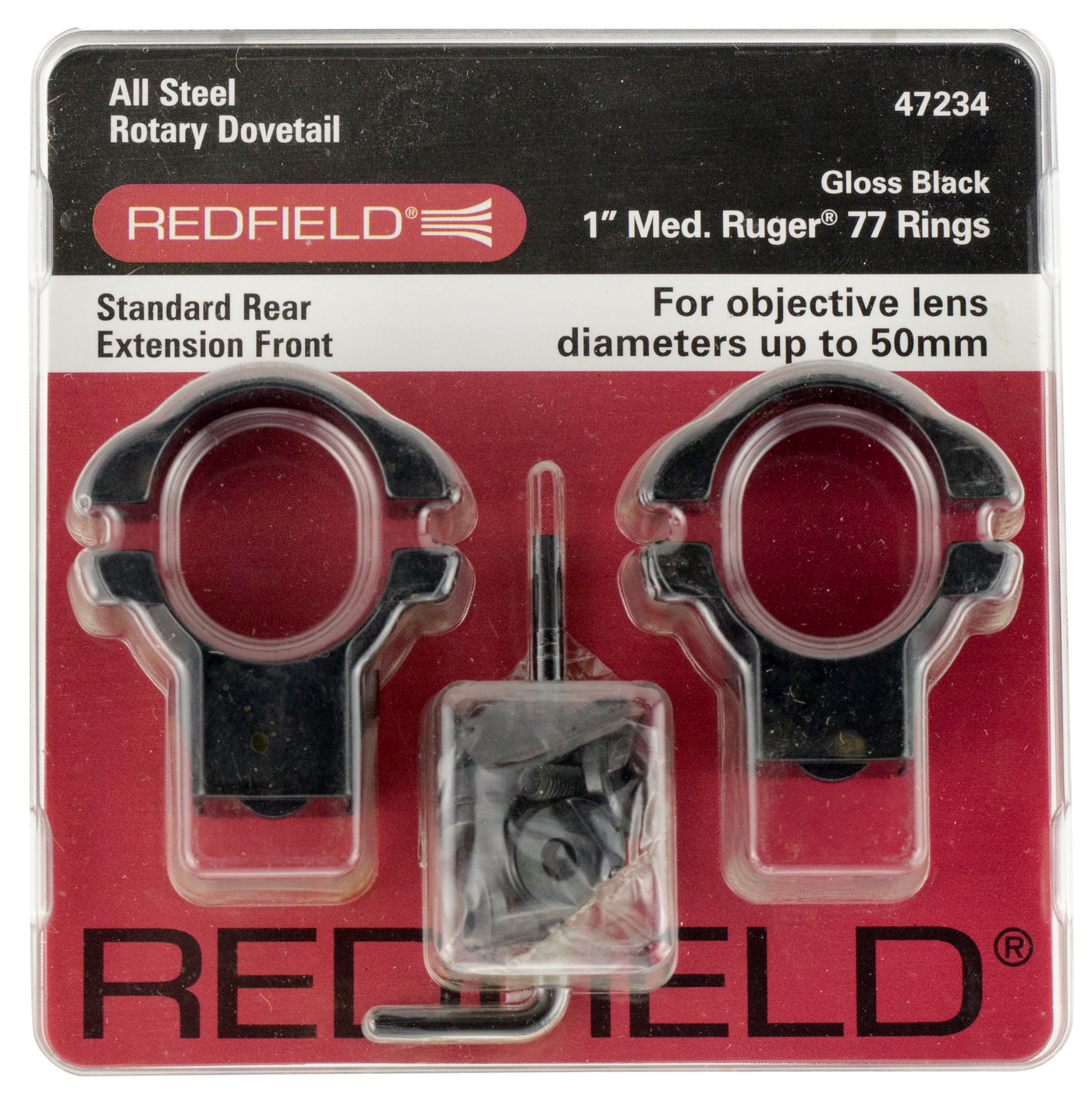 Redfield Mounts Dovetail, Red 47236  Stl Rings 1in Hi Rug77 Matt