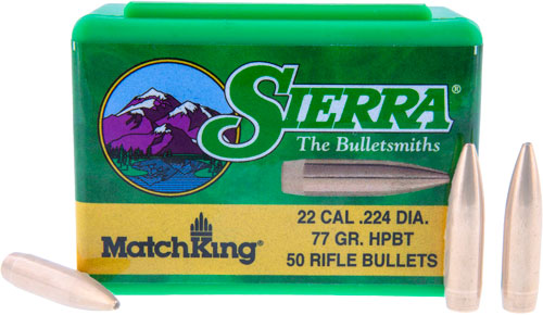 Sierra Bullets .22 Cal .224 - 77gr Hpbt W/cannelure 50ct