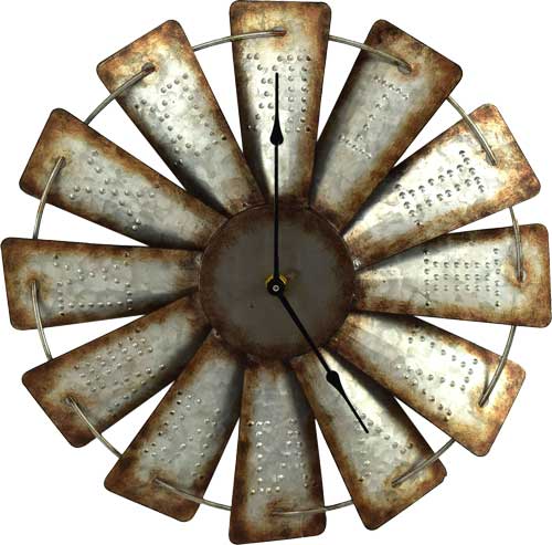 Rivers Edge Metal Windmill - Clock 15"