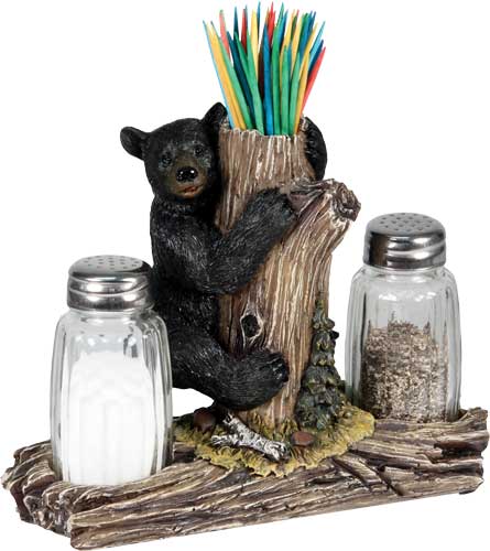 Rivers Edge Bear Holding Glass - Salt & Pepper Shakers W/thtpck