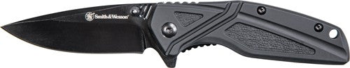 S&w Knife Black Rubber 3" Blk - Oxide Blade W/pocket Clip