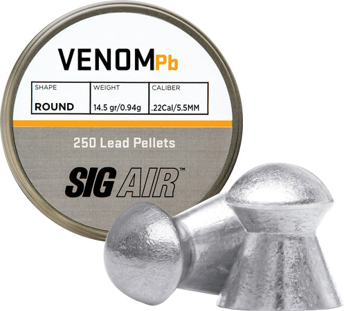 Sig Pellets .22 Venom 14.5gr - Round Lead Alloy 250 Ct.
