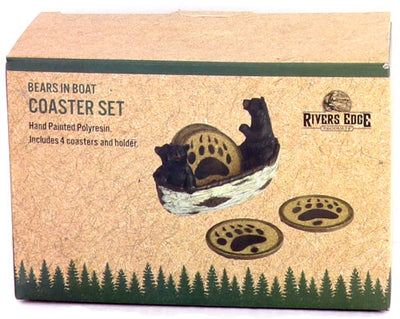 Rivers Edge Bears In A Boat - Coaster Set 4-piece