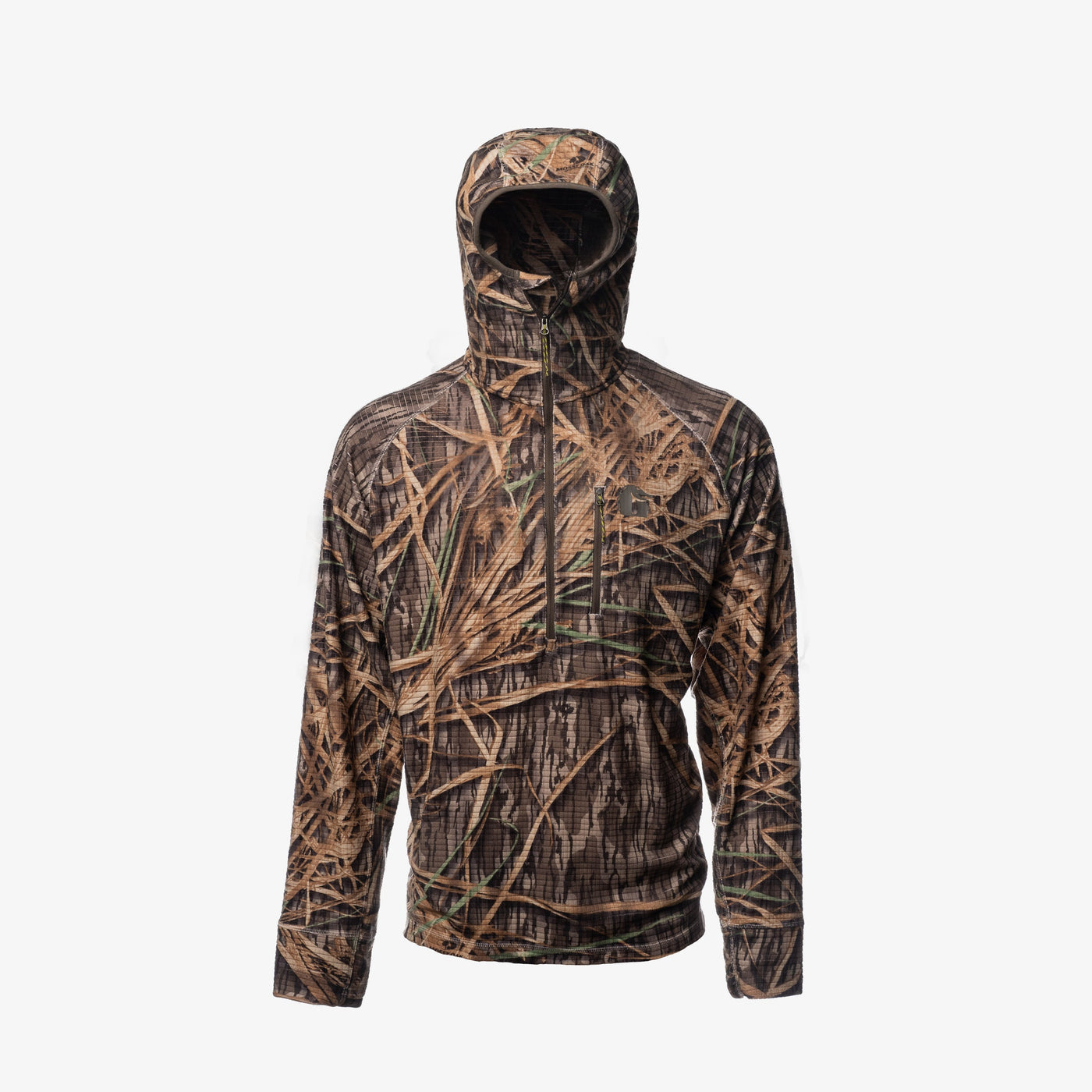 Gator Waders Waypoint Grid Fleece 1/2 Zip Hoodie | Mens - Mossy Oak Original Shadow Grass