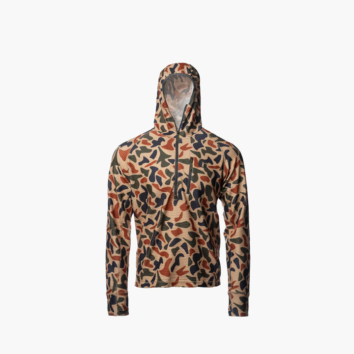 Gator Waders Waypoint Grid Fleece 1/2 Zip Hoodie | Mens - Old School Camo
