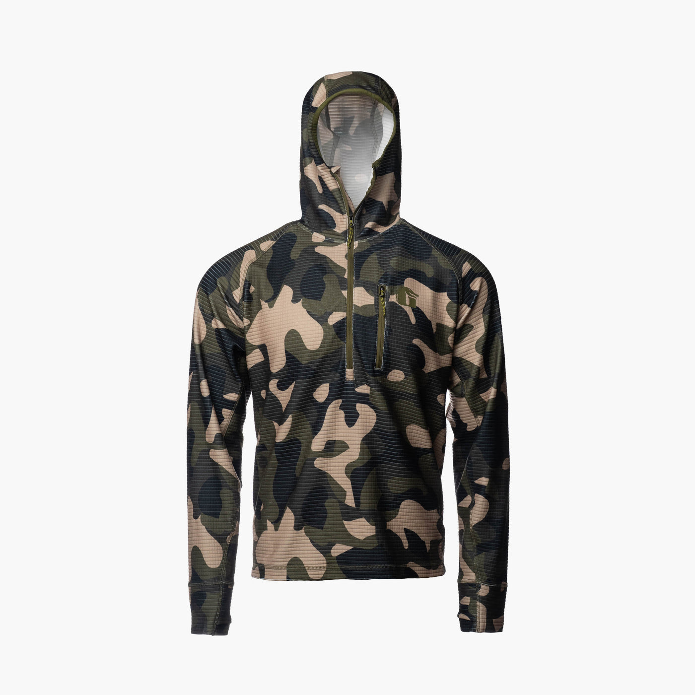 Gator Waders Waypoint Grid Fleece 1/2 Zip Hoodie | Mens - Woodland