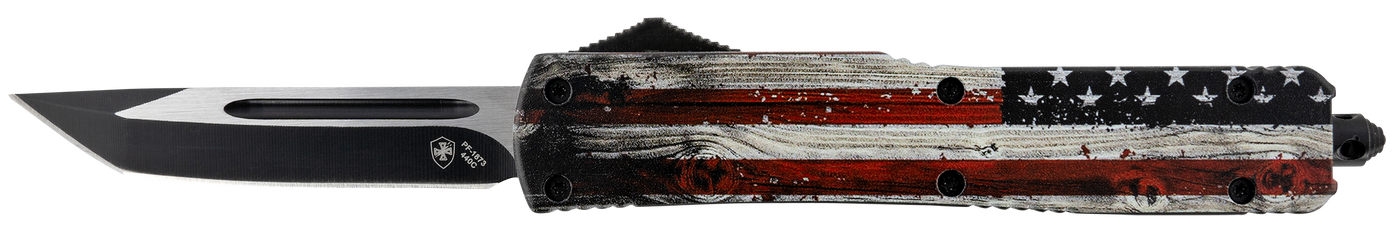 Templar Knife Slim Otf Wood Us - Flag 3.1" Black Tanto