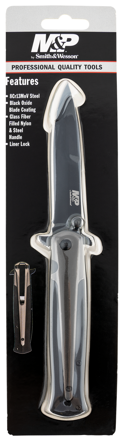 S&w Knife M&p Dagger 4" Blade - Black/fde W/ Pocket Clip