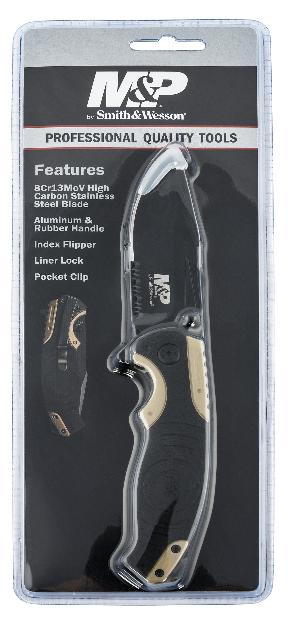 Sw Knives M&p, Swk Swmp13bscp  M&p Folder Drop Point Blk/gld