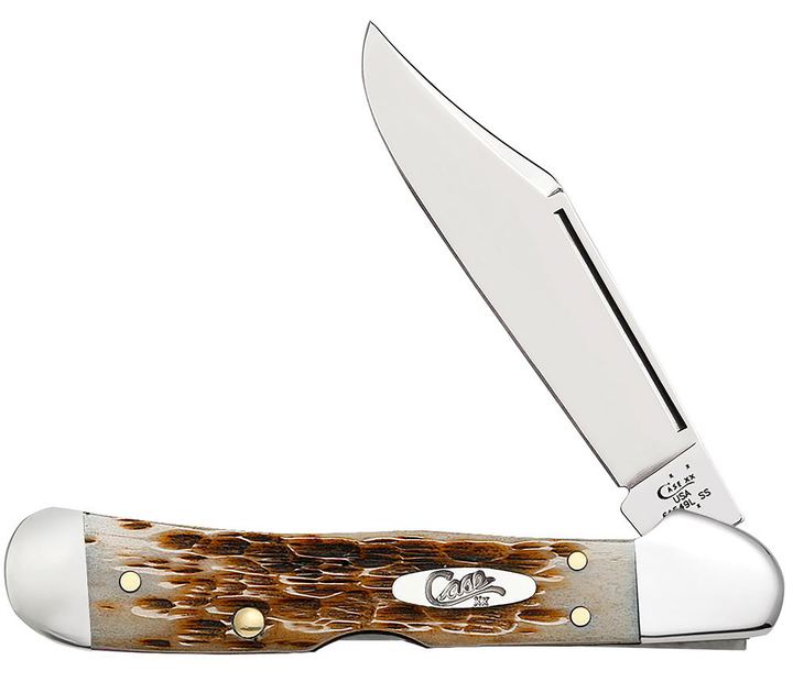 Case Copperlock, Case 00133 Amber Bone Peach Seed Jig Mini Copperlk