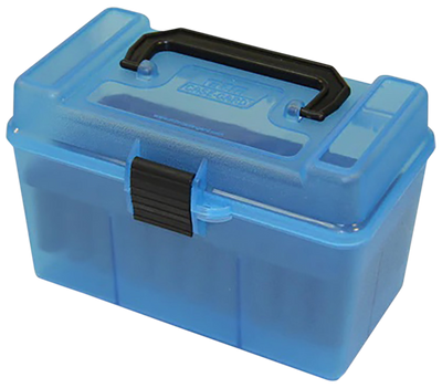Mtm Deluxe Ammo Box 50-rounds - Rifle 7mm Rm To 300 Wm Clr Blu