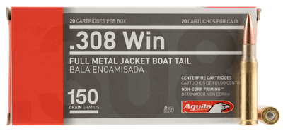 Aguila Aguila Rifle Ammo 308 Win. 150 Gr. Fmjbt 20 Rd. Ammo