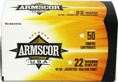 ARMSCOR Armscor 22 Wmr 40gr Jhp - 50rd 40bx/cs Ammo