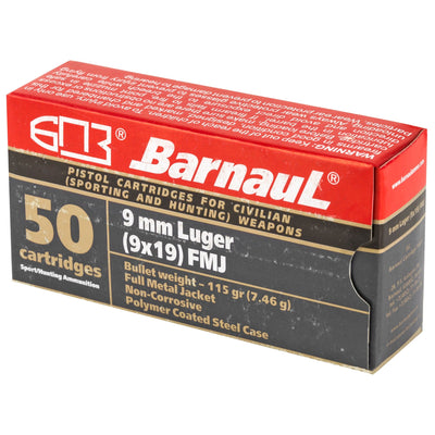 Barnaul Ammunition Barnaul 9mm Lgr 115gr Fmj 50/500 Ammunition