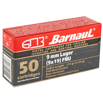 Barnaul Ammunition Barnaul 9mm Lgr 115gr Fmj 50/500 Ammunition