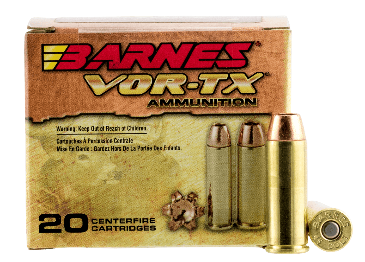 Barnes Bullets Barnes Vor-tx Hunting Handgun Ammo 45 Colt 200 Gr. Xpb 20 Rd. Ammo