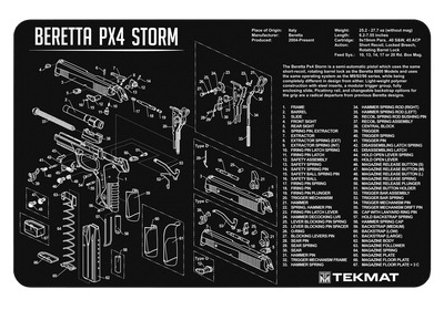 BECK TEK, LLC (TEKMAT) Tekmat Armorers Bench Mat - 11"x17" Beretta Px4 Pistol Gun Care