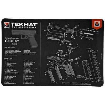 BECK TEK, LLC (TEKMAT) Tekmat Armorers Bench Mat - 11"x17" For Glock G5 Black Gun Care