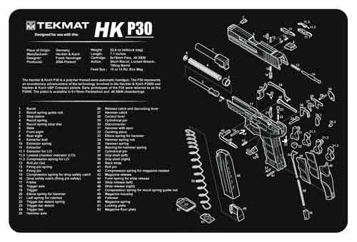 BECK TEK, LLC (TEKMAT) Tekmat Armorers Bench Mat - 11"x17" Heckler & Koch P30 Gun Care