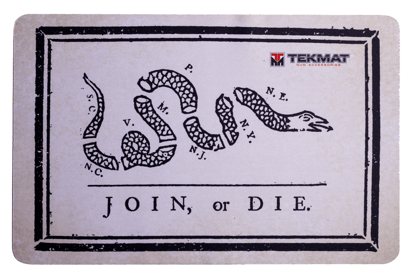 BECK TEK, LLC (TEKMAT) Tekmat Armorers Bench Mat - 11"x17" Join Or Die Flag Gun Care