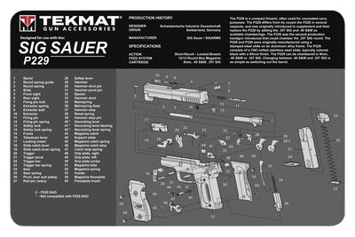 BECK TEK, LLC (TEKMAT) Tekmat Armorers Bench Mat - 11"x17" Sig Sauer 229 Pistol Gun Care