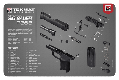 BECK TEK, LLC (TEKMAT) Tekmat Armorers Bench Mat - 11"x17" Sigarms P365 Black Gun Care