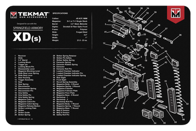 BECK TEK, LLC (TEKMAT) Tekmat Armorers Bench Mat - 11"x17" Springfield Xds Pistol Gun Care