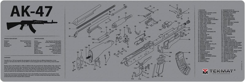 BECK TEK, LLC (TEKMAT) Tekmat Armorers Bench Mat - 12"x36" Ak-47 Grey Gun Care