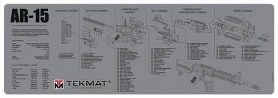 BECK TEK, LLC (TEKMAT) Tekmat Armorers Bench Mat - 12"x36" Ar-15 Grey Gun Care