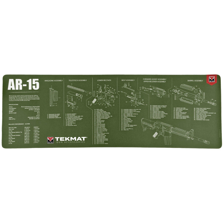 BECK TEK, LLC (TEKMAT) Tekmat Armorers Bench Mat - 12"x36" Ar-15 Olive Drab Gun Care
