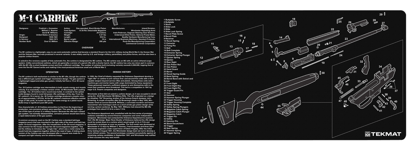 BECK TEK, LLC (TEKMAT) Tekmat Armorers Bench Mat - 12"x36" M1 Carbine Gun Care