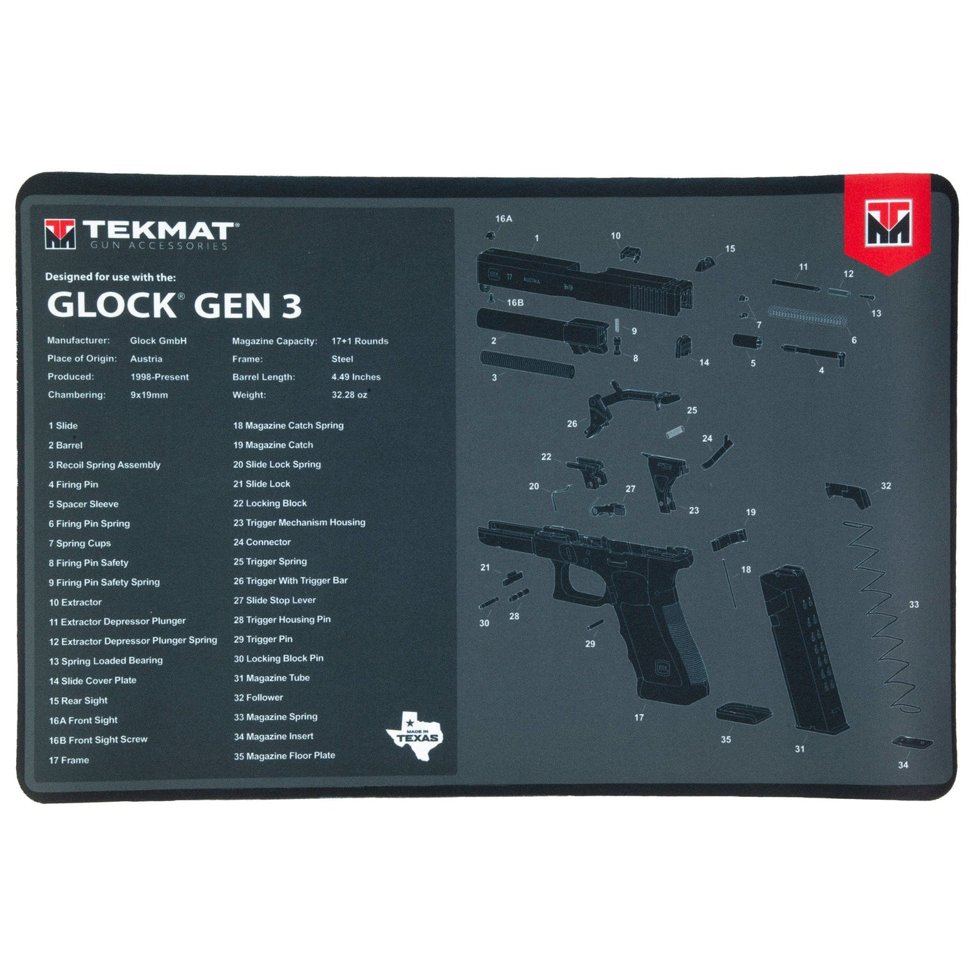 BECK TEK, LLC (TEKMAT) Tekmat Pistol Mat For Glock Gen3 Gun Care