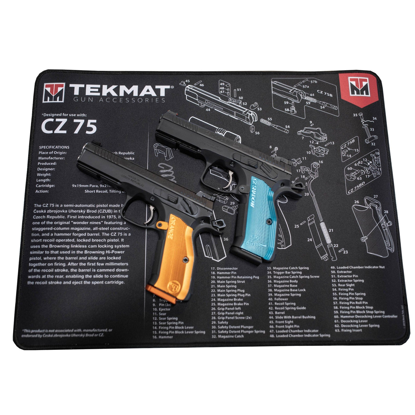BECK TEK, LLC (TEKMAT) Tekmat Pstl Mat For Cz-75 Blk Gun Care