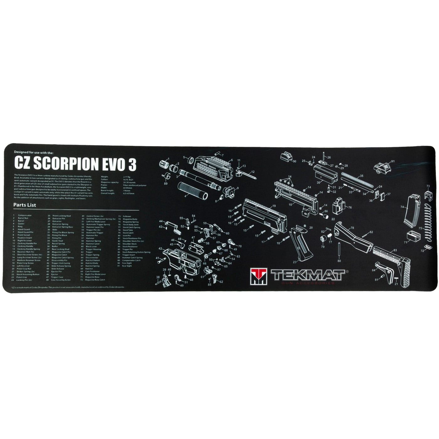 BECK TEK, LLC (TEKMAT) Tekmat Pstl Mat For Cz Scorpion Blk Gun Care