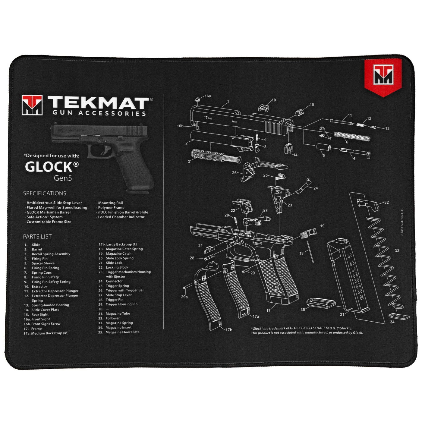 BECK TEK, LLC (TEKMAT) Tekmat Ultra Pstl Mat For Glk Gen5 Gun Care