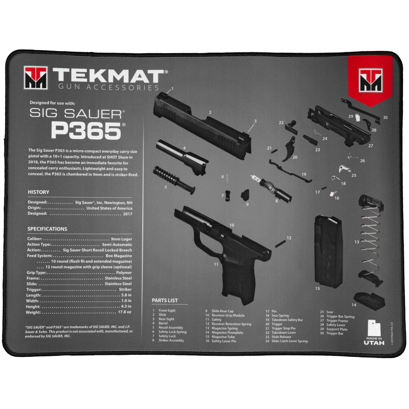 BECK TEK, LLC (TEKMAT) Tekmat Ultra Pstl Mat Sig P365 Gun Care