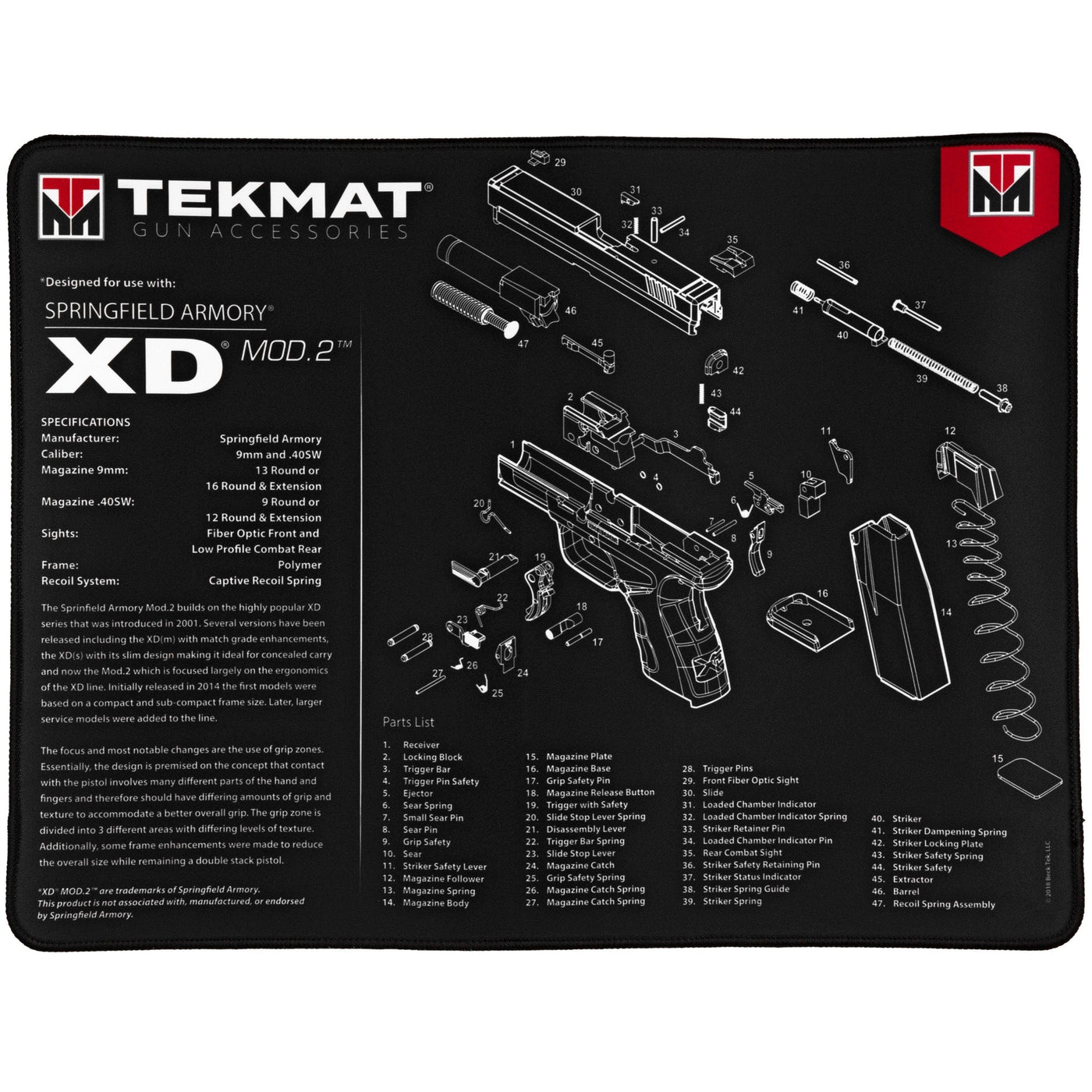 BECK TEK, LLC (TEKMAT) Tekmat Ultra Pstl Mat Xd Mod 2 Gun Care