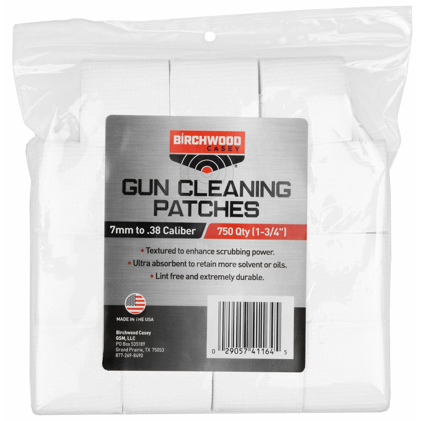 Birchwood Casey Birchwood Casey Cleaning Patch Square 1.75 In. 7 Mm.-.38 Cal. 750 Pk. Cleaning Equipment